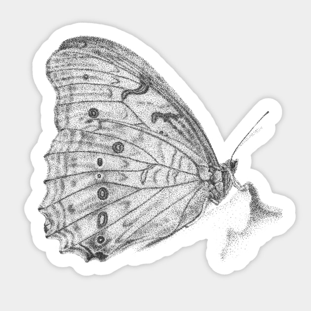 White Morpho Butterfly Sticker by WickedIllusion